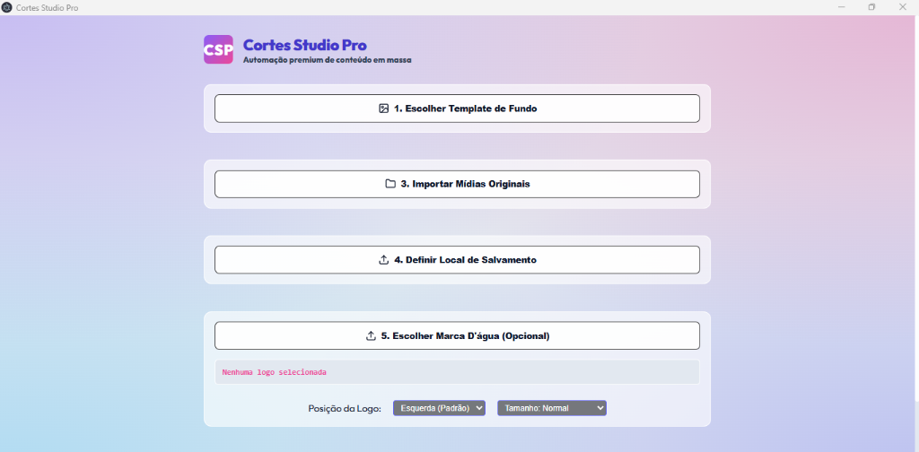 Cortes Studio Pro Configuração